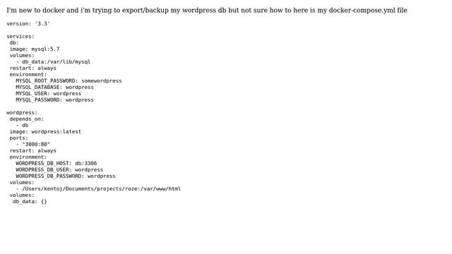 Wordpress: How do i export my database from docker?