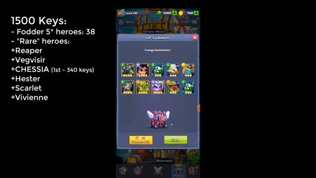 1500 keys - Event TOTG - T4 Chessia Taptap Heroes