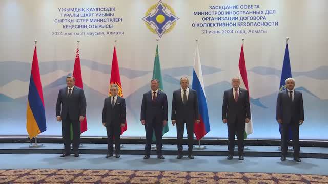 Совместное фотографирование глав делегаций СМИД ОДКБ, Алма-Ата, 21 июня 2024 года