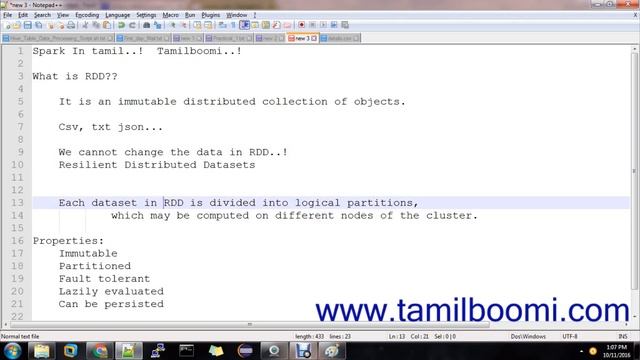 What is RDD? Why it is used in SPARK? Spark in Tamil #4
