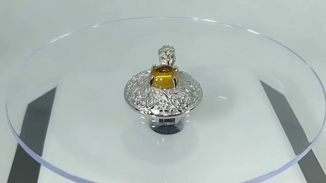 Кулон с натуральным бразильским цитрином в огранке кабошон Серебро 925