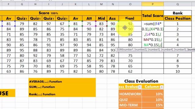 Ms Excel 2010 | How To Calculate Percentage Score For Student | School Score In Percentage