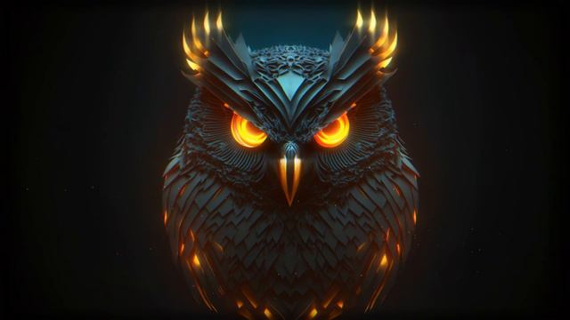 Фэнтези Механическая Сова | Fantasy Mechanical Flame Owl - Живые Обои