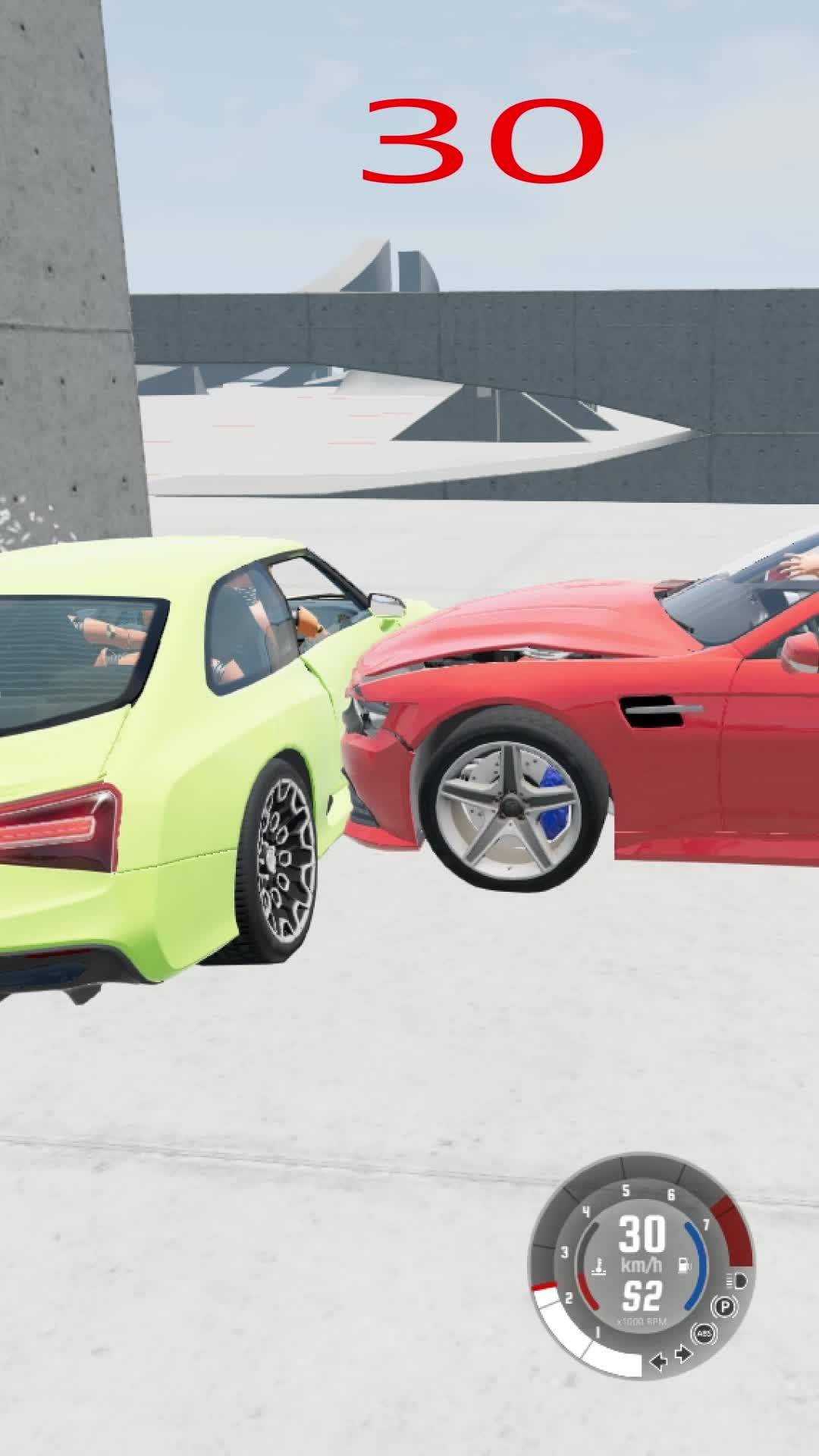 КРАШ ТЕСТ #3.1 - Hirochi eSBR 800 против ETK Kc6t - 30 km/h  #shorts #beamng #beamng_drive