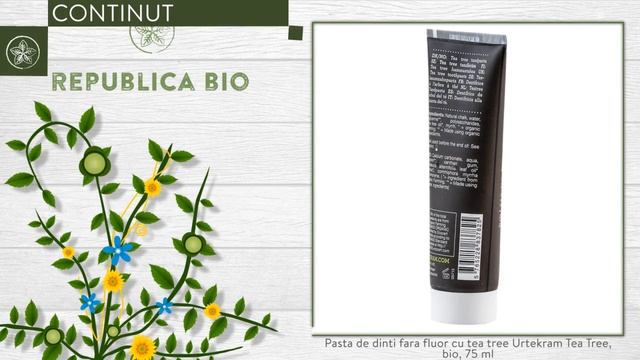 Pasta de dinti fara fluor cu tea tree Urtekram Tea Tree, bio, 75 ml