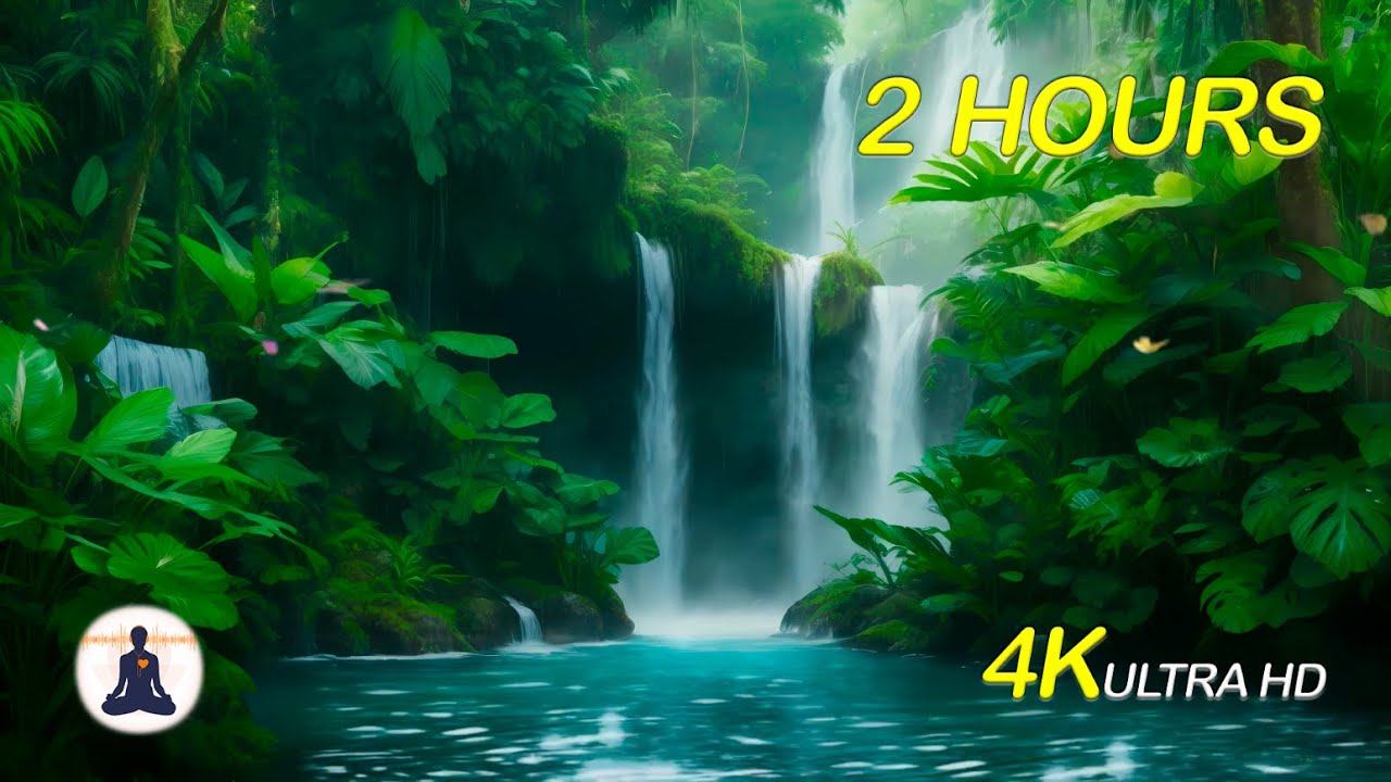 Расслабляющая музыка и видео - красивейший водопад в тропических джунглях.