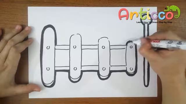 How to Draw Toy Xylophone and Coloring Step by Step for Kids
