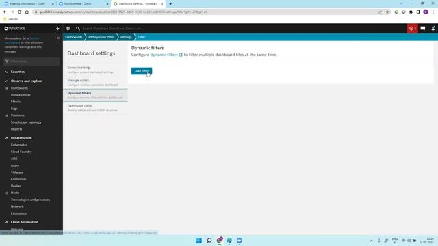 How to add Dynamic filter in Dynatrace Dashboard