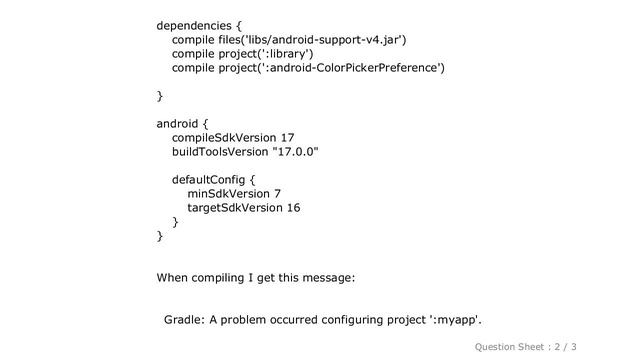 Android : Android Studio Gradle Configuration with name 'default' not found