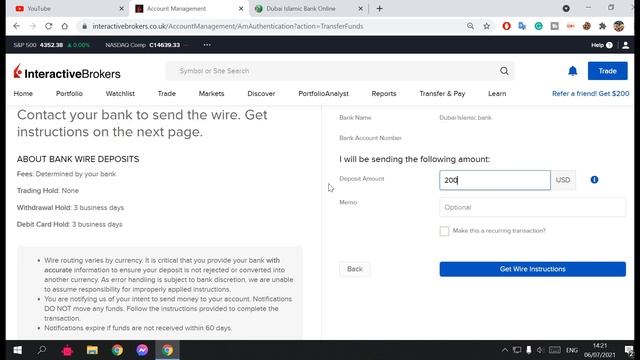 How to deposit money to your interactive brokers account from the UAE or Any bank in the world