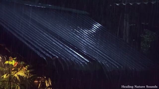 INSOMNIA RELIEF (Relax & Fall Asleep) with Strong Rainstorm on Tin Roof & Powerful Thunder at Night
