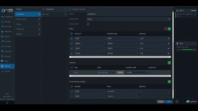 Teamspeak Docker Container in FreeNas