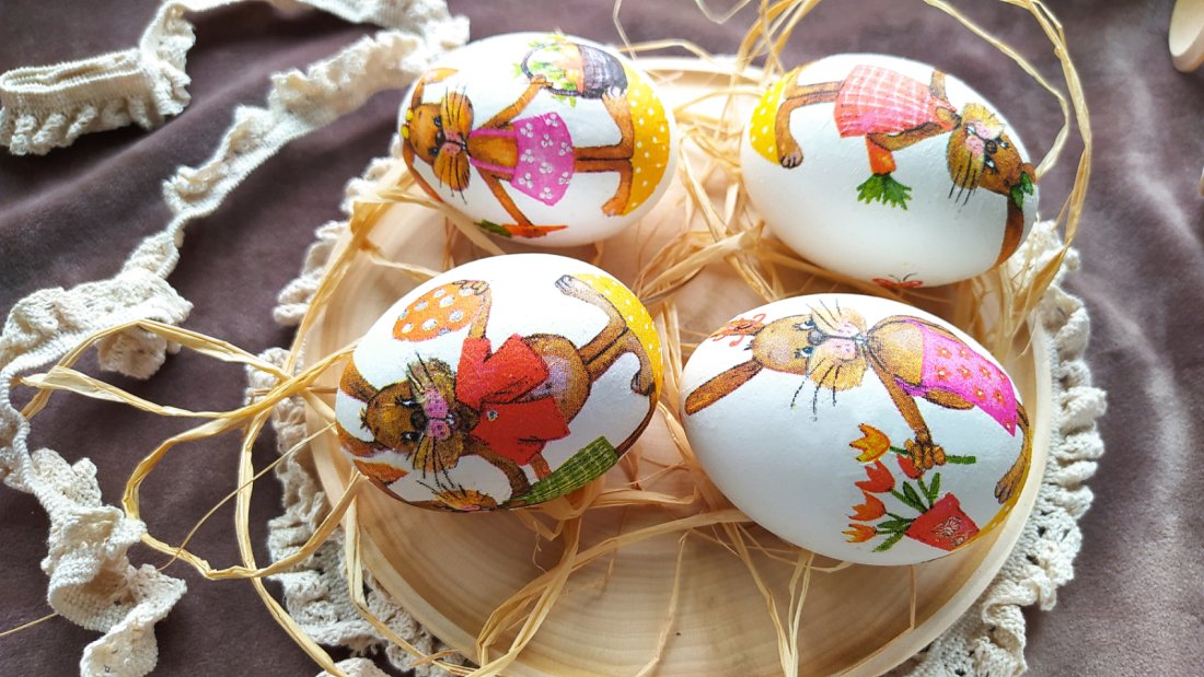 Декупаж пасхальных яиц Салфетка и Крахмал Decoupage On Eggs In ECO Style Easter Decor Ideas DIY Eggs
