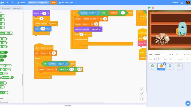Scratch Tutorial | Scratch Halloween Shooting Game | How to make a Halloween game on scratch
