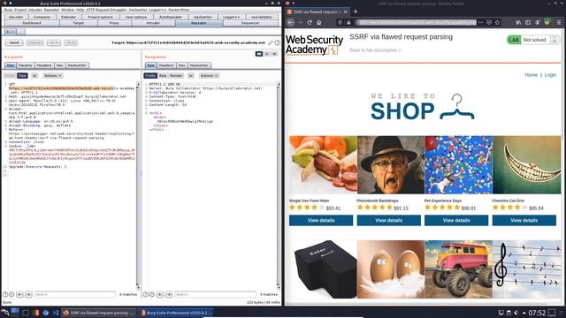 SSRF via flawed request parsing (Video solution, Audio)