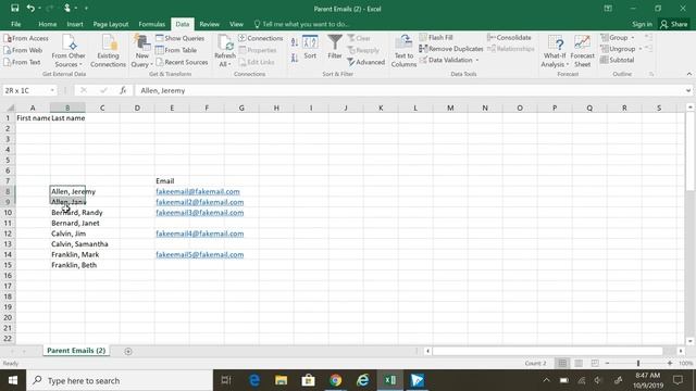 Excel: Prepare CSV File for Google Contacts