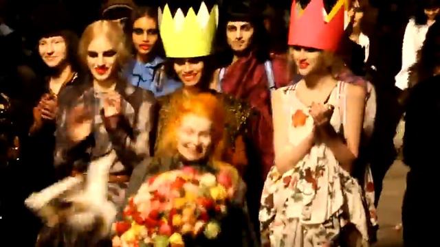 Cat thrown to Vivienne Westwood in Paris fashion week