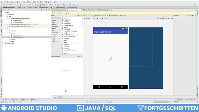 Android Studio: Layout und erste Schritte für Log In und Registrierungsapp - SQLite Tutorial | #001