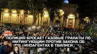 Полиция бросает газовые гранаты по митингующим против закона об иноагентах в Тбилиси