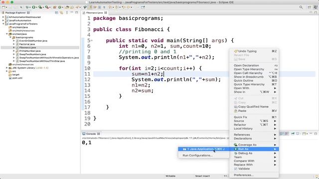 06 - Java program to display Fibonacci series