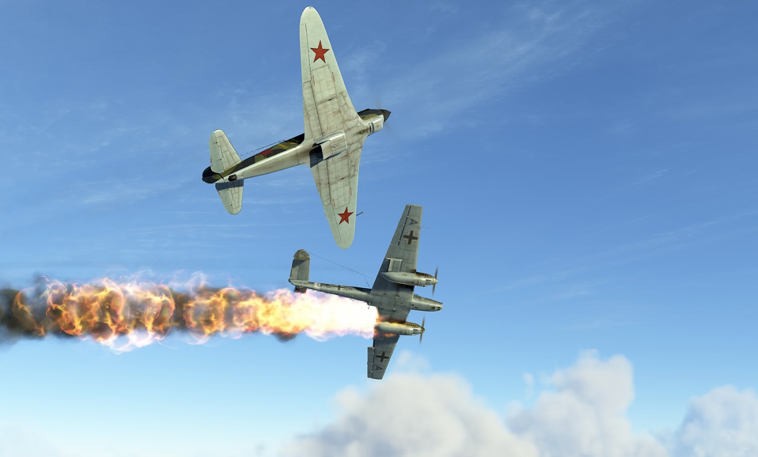 Як-7Б  против , против Bf 110. Разобрал с нескольких заходов
