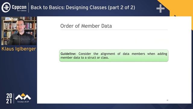 CppCon 2021 Klaus Iglberger: Back to Basics - Designing Classes (part 2 of 2)