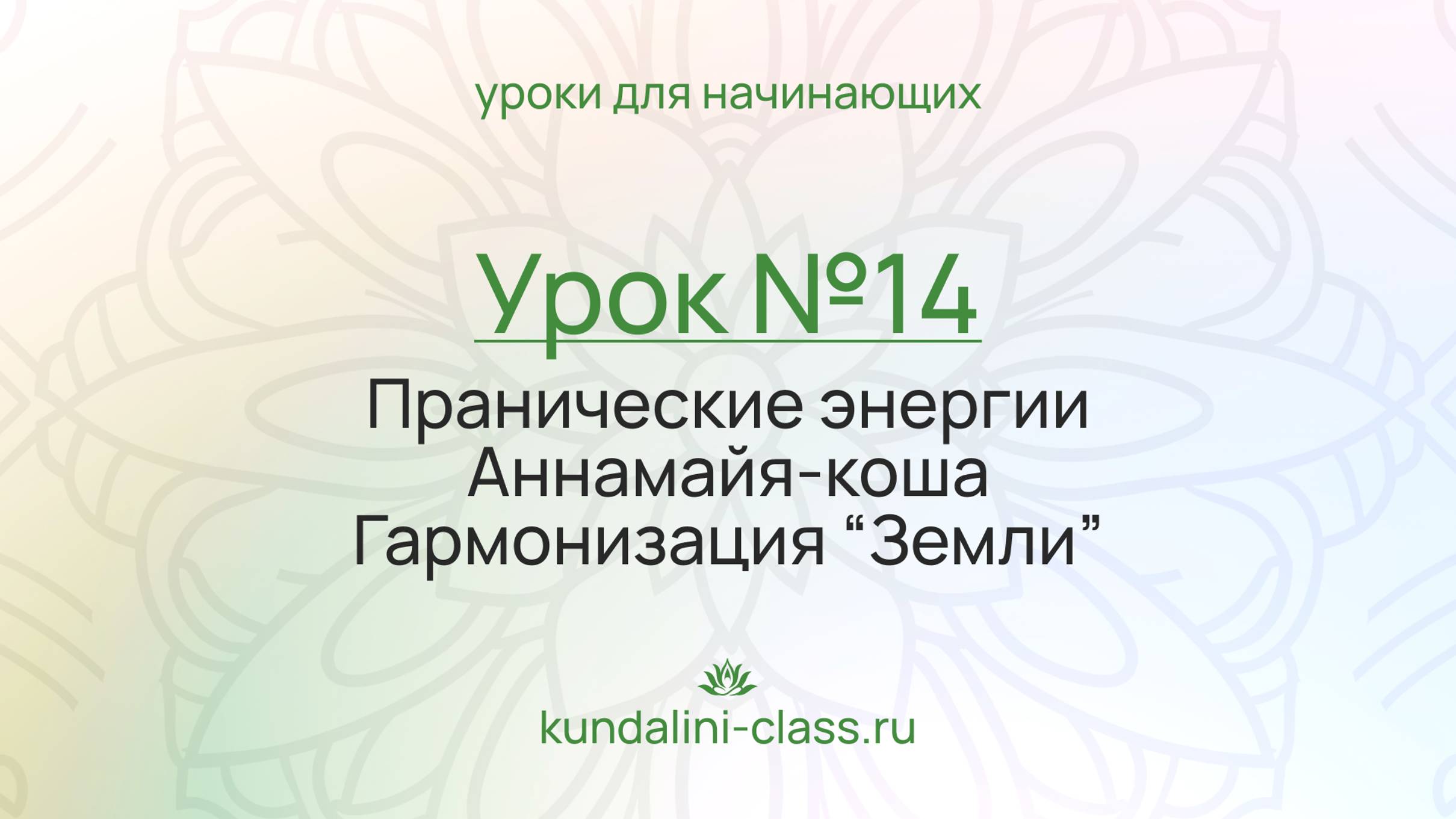 💚 Kundalini Class. Урок №14. Пранические энергии. Аннамайя-коша. Гармонизация "Земли"