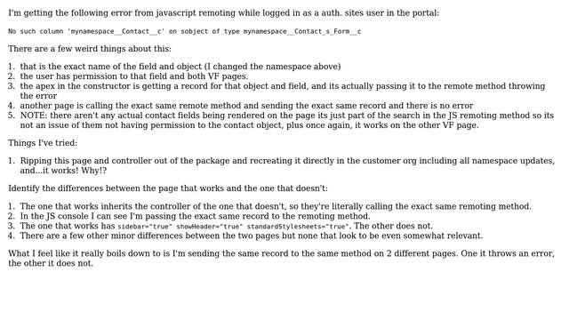 Salesforce: confusing field doesnt exist error from javascript remoting