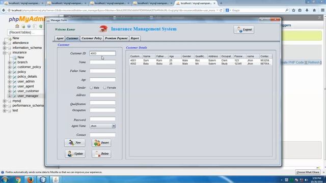 Creative Insurance Management System Java and MySql