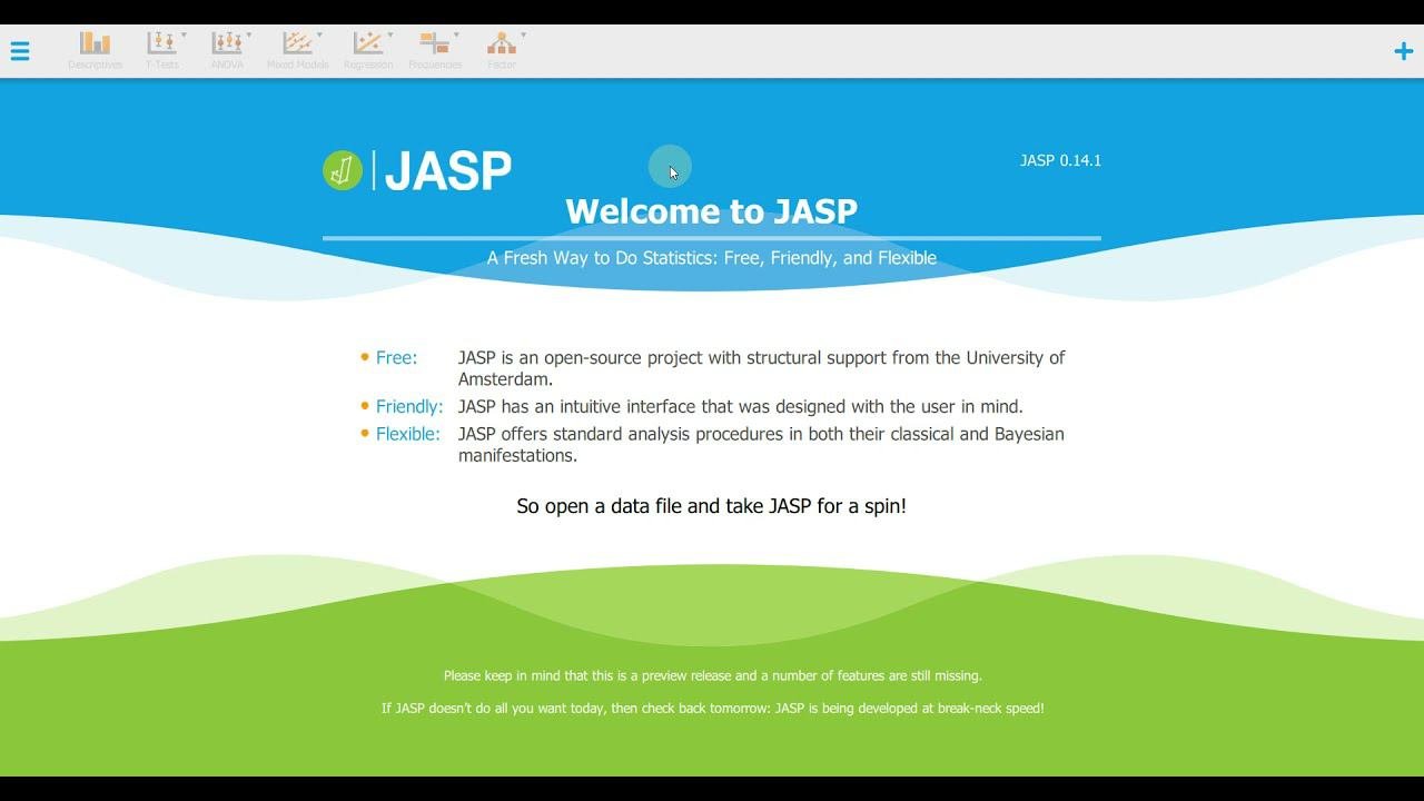 Интерфейс и возможности JASP