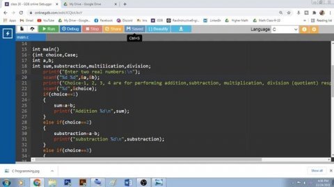 C programming that will take choice from user for arithmetic operations || Nested if else||class 30