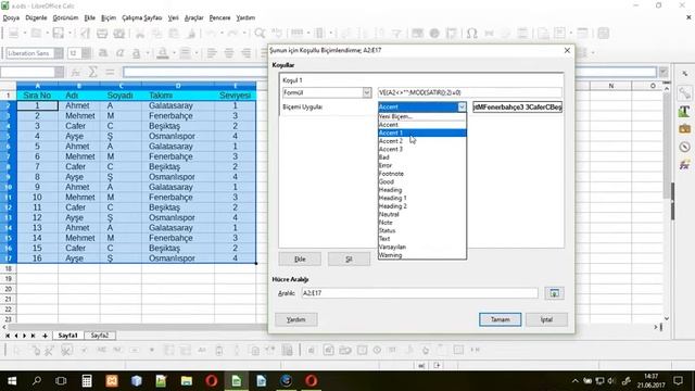 97 Ders Libre Office Calc satır renklendirme boş hücrelerin biçimlendirmesini ayarlama