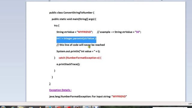JAVA NUMBERFORMATEXCEPTION