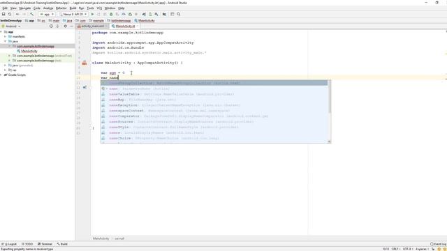 Android | Kotlin | Training : Creating Variable