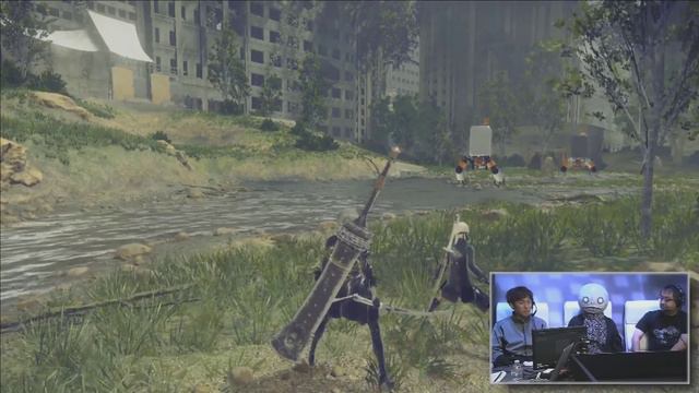 NieR: Automata - E3 Gameplay Part 2 (New Area, First Village with NPC - PS4, 1080p)
