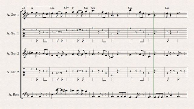 He's A Pirate - From Pirates of The Caribbean.  Guitar Score with tablature
