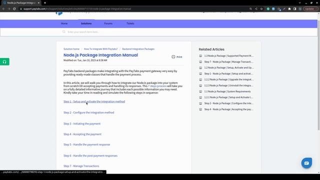 Step 1  Node.js Package  Setup  activate the integration method  Upgrade the package