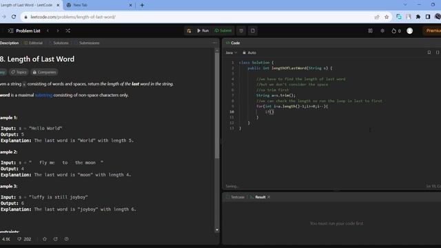 Leetcode : 58.Length of Last Word | Java | Easy Method