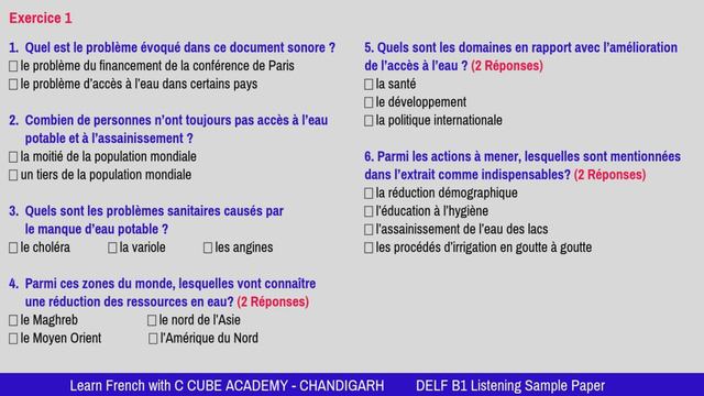 DELF B1 Listening Practice Test Online Comprehension Orale exercise DELF B1