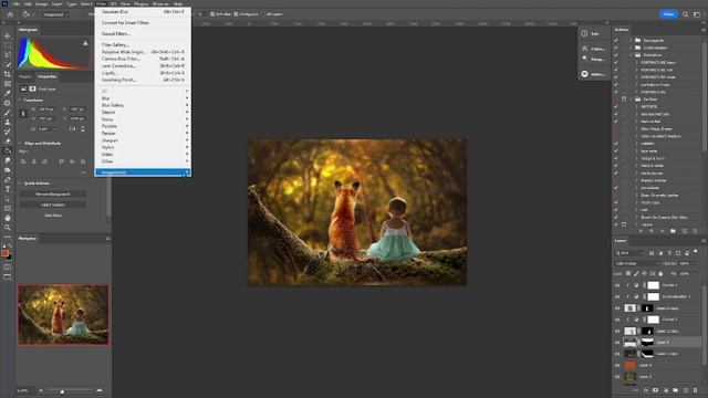 Retouche photographie photo-montage photoshop cc d'un renard et bébé
