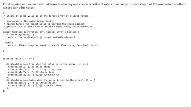 Code Review: Checking whether an array contains a value or another array