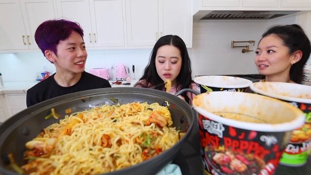 INSANE GHOST PEPPER NOODLES CHALLENGE + Spicy Kimchi Noodles MUKBANG