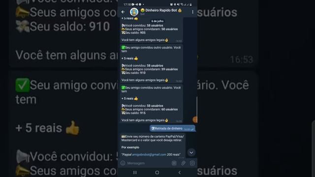 depois de 24 horas do segundo saque o bot do telegram me pagou? como fazer ele pagar