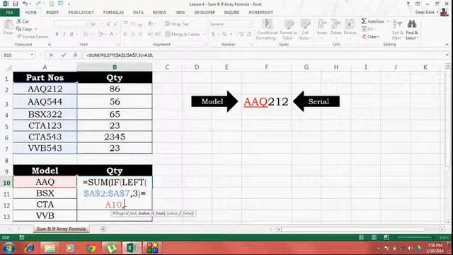 Excel Lesson 4 - Sum & If Array Formula
