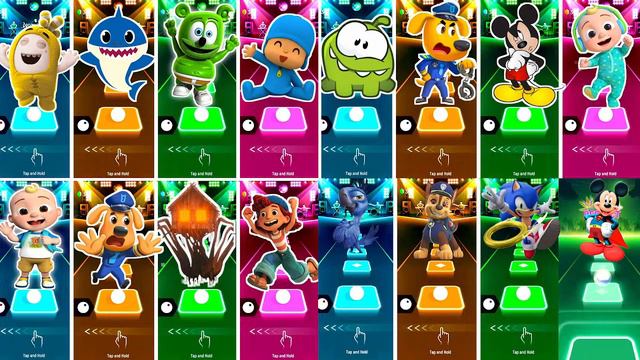 Tiles hop Video Megamix  🆚 Baby Shark Friends 🆚 Cocomelon 🆚 Pinkfong 🎶 Who Will Win#420