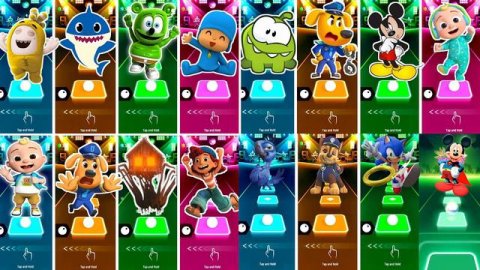 Tiles hop Video Megamix 🆚 Baby Shark Friends 🆚 Cocomelon 🆚 Pinkfong 🎶 Who Will Win#420