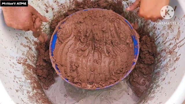 ASMR:soft dusty pure red dirt shapes dip n crumble in watermouthwatering vid