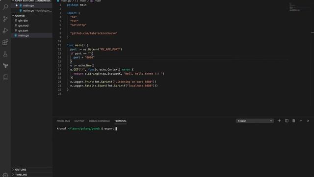 RESTful API in Golang using Echo -  env variable