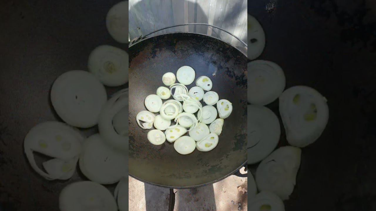Мясо по кремлёвски готовлю в казане на огне к 8 Марта.
