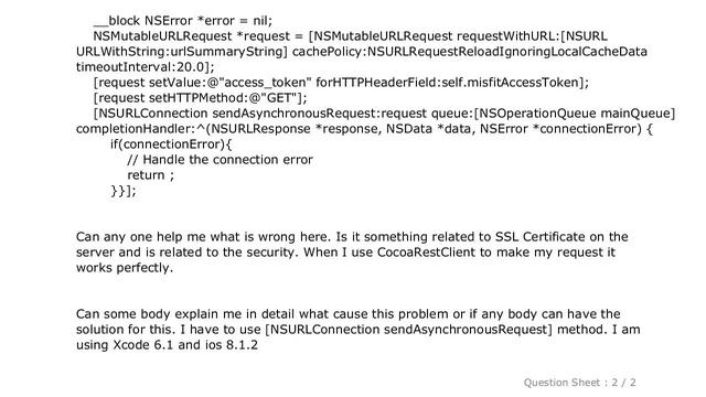 iOS : NSURLErrorDomain Code=-1012 The operation couldnâ€™t be completed